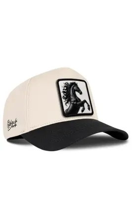 BlackBörk At Logolu Siyah-Bej Beyzbol Premium Şapka