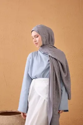 Silk Home Naia Pamuk Şal Aris Koyu Gri