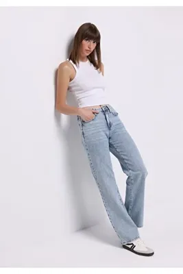 Colins Straight Fit Orta Bel Düz Paça Kadın İndigo Jean Pantolon