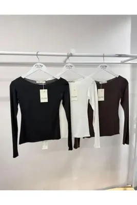 MODAGK Kayık Yaka Transparan Bluz- Beyaz