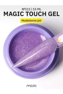 MOJO Tırnak Yapılandırma Jeli Magic Touch №111 (15 ml) – Lila Işıltılı Protez Tırnak Modelleme UV LED Nail Art Jel