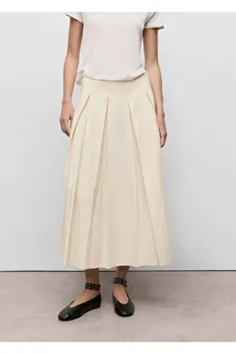 MANGO Woman İri pileli midi etek