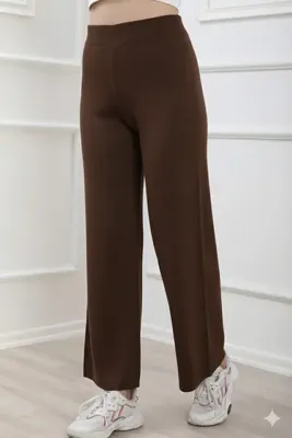 ÖZMODA Bol Paça Beli Lastikli Triko Pantolon