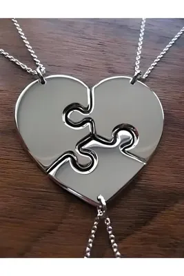 design albatros jewelry Albatros Company Arkadaşlık Puzzle 3 Lü Kolye Gümüş