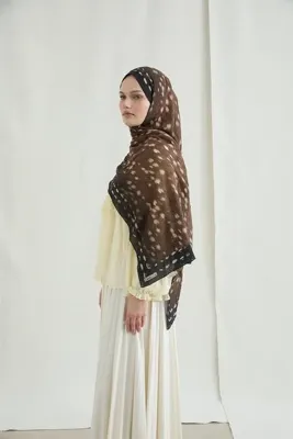cs camellia scarf Bambi Kraş Şal - Siyah Kahve