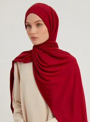Schaless Likralı Penye Şal - Bordo - Schaless