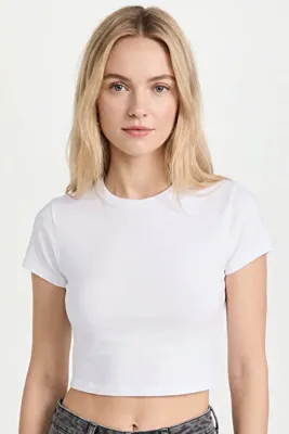 MİSTİRİK Pomonte Model Body Pamuklu Esnek Kumaşlı Kısa Kollu Basic Comfort Crop Beyaz Renk