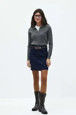 urban focus Polo Yaka Saç Örgü Kazak