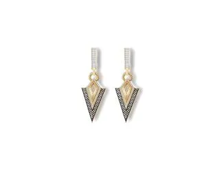 Ema Jewellery Altın Siyah Mineli Üçgen Sallantılı Küpe