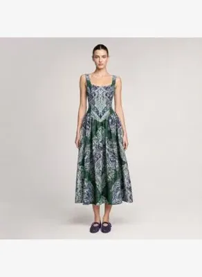 Maraliana Celeste Mavi Keten Midi Elbise