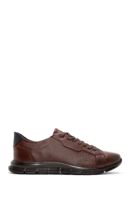 Derimod Erkek Kahverengi Bağcıklı Deri Sneaker