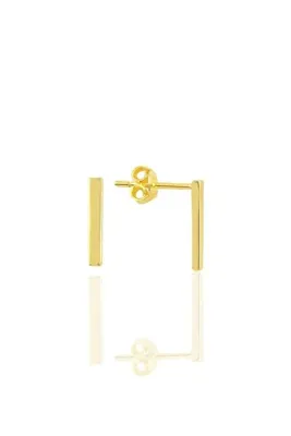 Söğütlü Silver Gümüş Altın Yaldızlı Çubuk Küpe Sgtl7138gold