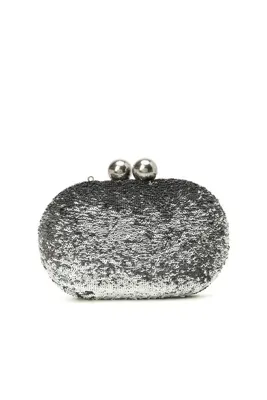 Network Platin Pullu Kadın Clutch