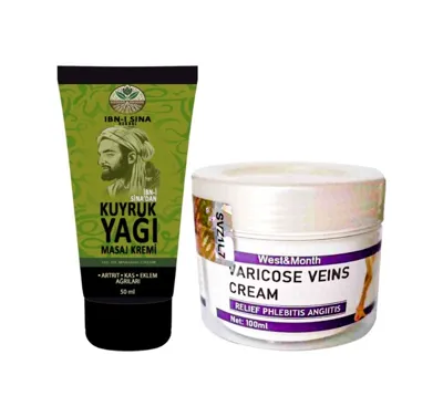 Kostore İbn-i Sina 4 Adet Kuyruk Yağı Dindirici Krem Kas Sırt Bel El Ayak Kullanım 50 Ml + Varıcose Veins Cream West Mont Varıslere Krem