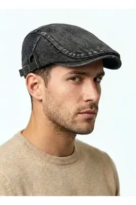 STELLA VESTİNO Premium Kot / Denim İngiliz Stil Flat Cap Kasket - Ayarlanabilir Yan Tokalı Pamuk Duckbill Cap Düz Şapka