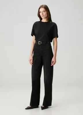 Toteme Siyah Wide Leg Jean Pantolon