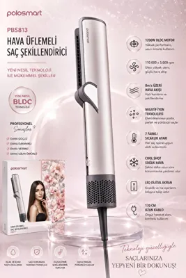 polosmart Rosemary Shela PBS813 Hava Üflemeli Saç Şekillendirici, 1200W BLDC Motor, 110.000 RPM, Negatif İyonlu