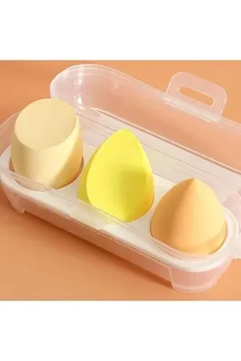 BEENFY Plastik Kutulu Renkli Makyaj Sünger Seti 3'lü