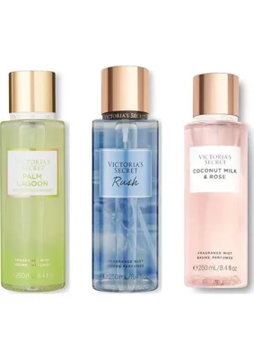 Victoria's Secret 3'lü Vücut Spreyi Seti - Palm Lagoon + Coconut Milk & Rose Calm + Rush (3 x 250 Ml)