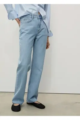 MANGO Woman Matilda düz kesim orta bel jean pantolon