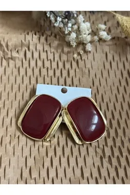 Lal by SP Designs Marka Model Büyük Bordo Küpe