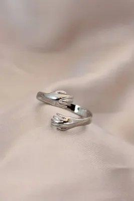 Genel Markalar Ayarlamalı Gümüş Renk Metal Sarılan Eller Model Yüzük 5886 - LLLLLL5549-2498