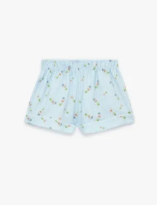 Koton Viskon Kumaş Rahat Kalıp Çiçek Desenli Çizgili Şort Pijama Altı