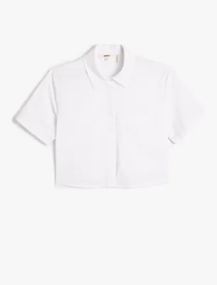 Koton Crop Kısa Kollu Gömlek Düğmeli Cep Detaylı