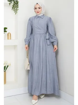 InStyle Çapraz Bağlamalı Gri Elbise