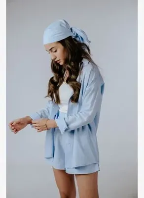 NEFS Design Bebe Mavi Keten Gömlek Oversize