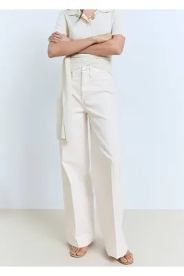 MANGO Woman Yüksek belli Wideleg jean