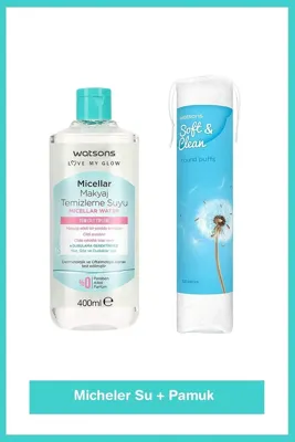 Xmlbayiciniz Tr Micellar Makyaj Temizleme Suyu 400 Ml + Watsons Yuvarlak Makyaj Pamuğu 100 Adet