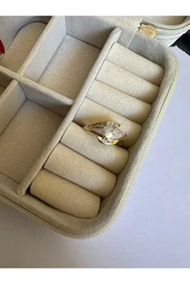 ringbox Gold Baget Taşlı Damla Yüzük