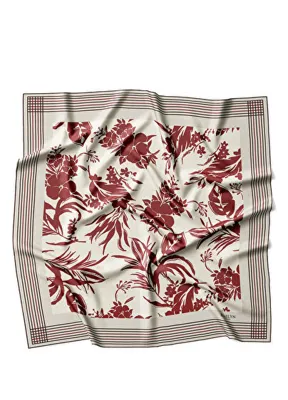 Braelyn London Rouge Botanica Bej Bordo Twill İpek Kadın Eşarp 