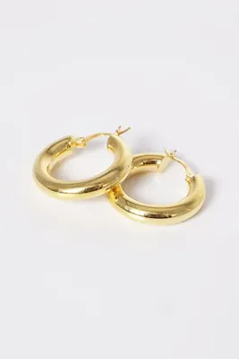 Söğütlü Silver Gümüş Altın Yaldızlı 5 Mm Kalınlığında 25 Mm Büyüklüğünde Kalın Gümüş Halka Küpe Sgtl10936gold