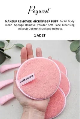 PEYWEST Microfiber Makeup Remover Puff Yıkanabilir Makyaj Ve Yüz Temizleme Süngeri 1 Adet