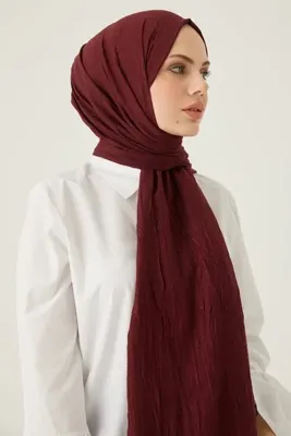 FRESCO SCARFS Kadın Tesettür Bambu Kraş Şal*bordo