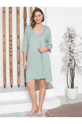 LİMİSSİ imissi Dantelli Gecelik Sabahlık Pijama Takımı - Yeşil