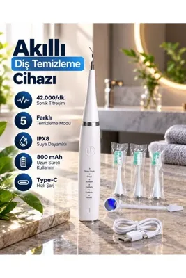 FAROUKİ Sonic Titreşimli Akıllı Diş Temizleme Cihazı Type C Şarjlı 5 Kademeli Temizleme Sistemi