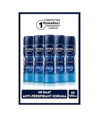 Nivea Men Fresh Active Erkek Sprey Deodorant 5 x 150 ML
