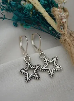 Stoneage Star Figürlü Küpe - Gümüş Rengi - Stoneage