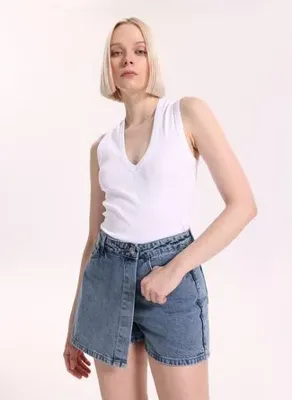 Fabrika Kadın Relaxed Yıkamalı Şort Etek F6SL-SHT0357