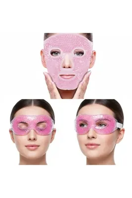 Lisinya Terapi Jel Boncuklu Yüz ve Göz Maskesi Seti Pembe Sıcak ve Soğuk Kullanım ( )
