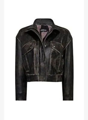 Derimod Anita Kadın Kahverengi Oversize Vintage Deri Mont 25WGD5330G6