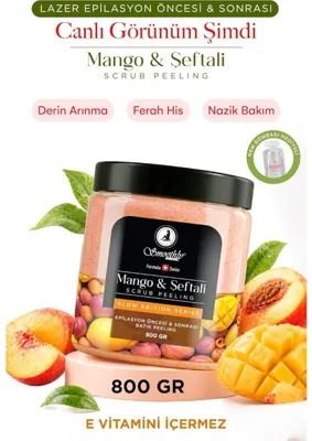 Mango &amp;amp; Şeftali Aromalı Canlandırıcı &amp;amp; Yumuşatıcı El Ayak ve Vücut Bakım Peelingi 800GR