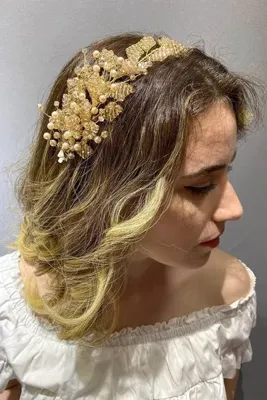 Genel Markalar Gelin Tacı Düğün Tacı Yaprak Model Boncuklu Saç Ve Türban Aksesuarı – Taç – Taç