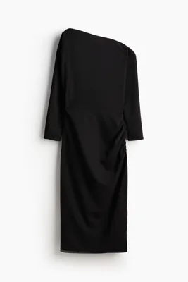H&M Tek Omuzlu Drapeli Elbise