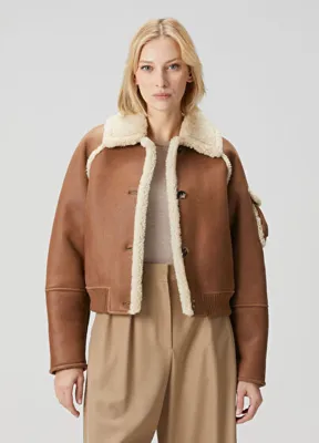 Loewe Kahverengi Deri Bomber Ceket