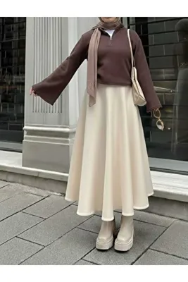 Efira fermuarlı etek üstü tesettür bluz