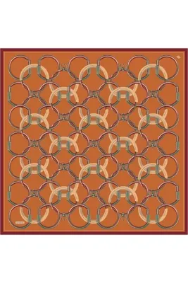 Armine Klasik Desenli Twill Saf İpek Eşarp 9203D 89